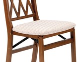 Set Of 2 Fruitwood Stakmore Lattice Back Folding Chairs. - $210.97
