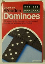Double 6 Wooden Dominoes - Pressman Games 28 Engraved Colorfast  Open Box - $10.99