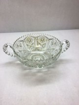 Vintage American Brilliant Glass Candy Dish Double Handled Hobstar Designs - £31.13 GBP