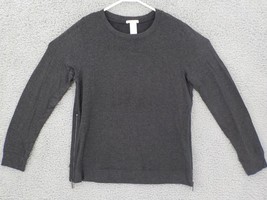 Matty M Womans Sweatshirt SZ M Charcoal Grey Long Sleeve Zippered Side O... - £11.95 GBP