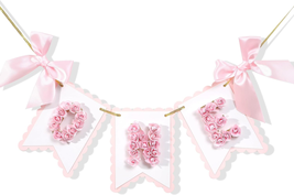 Flower 1St Birthday High Chair Banner - Pink and Gold One Birthday Banne... - £19.07 GBP
