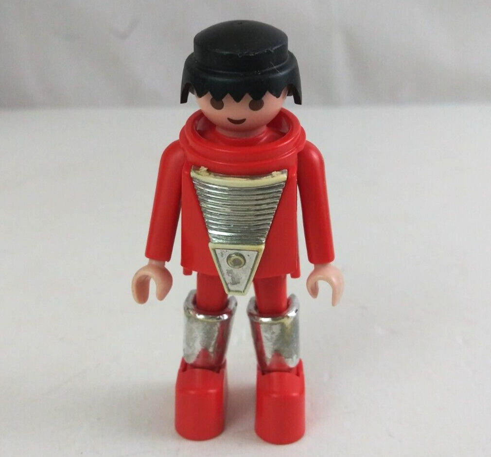 Vintage 1974 Geobra Playmobil Red Astronaut 3" Toy Figure - $9.69