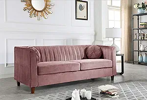 Arvilla Upholstered Chesterfield Sofa, Rose - $1,796.99
