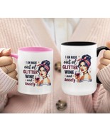 Funny Wine Lover Gift Mug Glitter Anxiety Coffee Cup for Women Sassy Sel... - €4,94 EUR