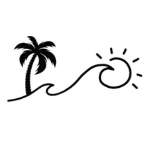 17*8.3cm Car Stickers  Palm Tree and Waves That Turn into The  Window Decal Bump - £22.03 GBP