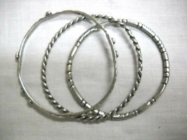 New Set Of 3 Decorated Assorted Designs Hand Cast Pewter Bangle Jingle Bracelets - £11.78 GBP