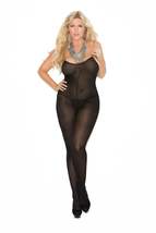 Elegant Moments Opaque Bodystocking With Spaghetti Straps And Open Crotch. - £10.40 GBP