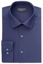 NWT  Alfani Men&#39;s Size 18.5 34/35 Solid Navy Blue Dress Shirt - £14.17 GBP