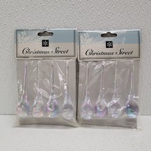 Hudson Bay Clear Plastic Iridescent Crystal Rain Drop Ornaments Set Of 8 - $473.60 MXN