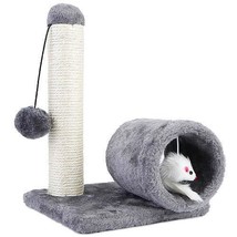 Cat Scratching Post Cat Kitten Sisal Scratch Post Toy w/ Tunnel &amp; Lifelike Mo... - £27.97 GBP