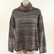 Max Studio Womens Turtleneck Sweater S Small Soft Stripe Gray Purple Variegated - $35.68