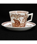 Charles Allerton & Sons Staffordshire Transferware Water Hen Teacup and Saucer