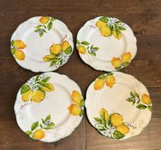 Grace Teaware Fine Porcelain Lemons  Flowers 11” Dinner plates Set of 4 - £59.91 GBP