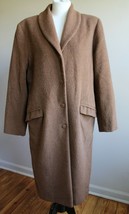 Nicole &amp; Co Miller 12 Brown Fuzzy Wool Alpaca Long Over Coat Shawl Collar - £50.08 GBP