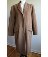Nicole &amp; Co Miller 12 Brown Fuzzy Wool Alpaca Long Over Coat Shawl Collar - £50.43 GBP