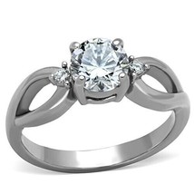 1.75Ct Round Simulated Diamond 3 Stone Split Shank Stainless Steel Wedding Ring - £41.64 GBP