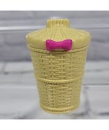 Barbie Doll House Accessory Laundry Basket Wicker Hamper With Lid  - £7.77 GBP