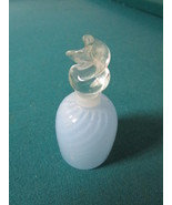 Bohemian Perfume bottle, light blue light frosted glass, clear topper, 3... - $733.66 MXN