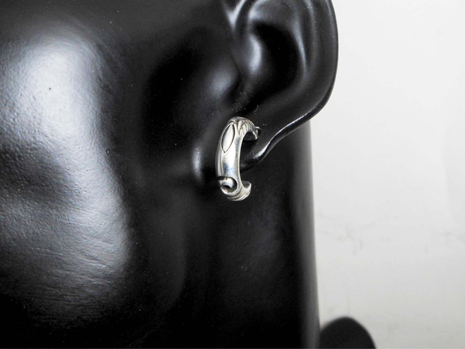Wave Texture Hoop Earrings 925 Sterling Silver, Handmade Men Stud Earrings Gifts - £36.34 GBP