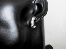 Wave Texture Hoop Earrings 925 Sterling Silver, Handmade Men Stud Earrin... - £36.85 GBP