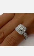 6.5ct Rund Künstlicher Diamant Doppelt Halo Verlobungsring 14k Weiß Vergoldet - £123.08 GBP