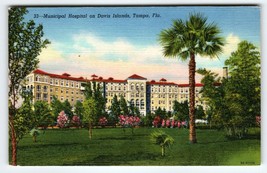 Municipal Hospital On Davis Island Tampa Florida Postcard Linen Vintage Unused - £4.85 GBP