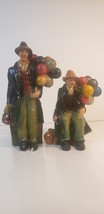 Vintage Chalkware Balloon Seller Figurines Pair – Colorful Street Vendors - $27.99