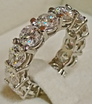 7 CT Moissanite 14K White Gold Plated Full Eternity Wedding Band Ring - $126.80