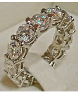 7 CT Moissanite 14K White Gold Plated Full Eternity Wedding Band Ring - $173.90 CAD