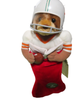 University Of Miami Hurricanes Christmas Stocking Teddy Bear W/Helmet 19&quot;L - £26.46 GBP