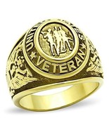 US Veterans Ring Gold Plated Stainless Steel TK316 - $25.87 CAD