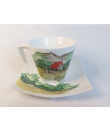 Vtg Saba Coffee Cup &amp; Saucer With Handpainted Zywiec Lake Scene - $732.85 MXN