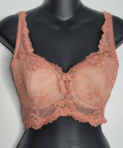 Victorias Secret Dream Angels Demi Peach Pink Lace Bra Womens 32DD Padded 6 Hook - $26.99