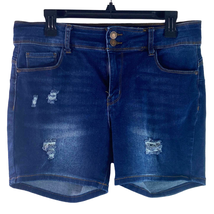 Vintage Violet Denim Shorts Women 14p Mid Rise 32x5 Blue Stretch Distressed - £15.44 GBP