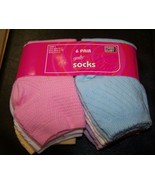 FADED GLORY Girl&#39;s Socks - 6 Pair - Sz. Large (Shoe Sizes 4-10) Style #5413 - £5.49 GBP