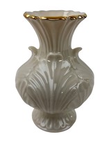 Lenox China Bud Vase Elfin Collection Cream 24kt Gold Trimmed USA Porcelain - $16.34