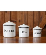 Small Kitchen Canister set with lids in white metal - $32.00