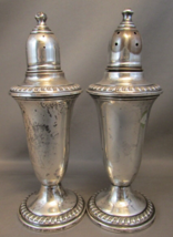 Vintage Empire Sterling Fluted Salt &amp; Pepper Shakers Glass Insert 9.6 Oz - £43.96 GBP