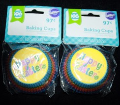 100 Wilton Cupcake Baking Cups Standard Liners Happy Easter Rainbow Spri... - £1.58 GBP