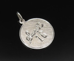 925 Sterling Silver - Vintage Sweet 16 Brushed Finish Medal Pendant - PT20922 - £24.15 GBP