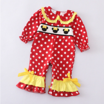 NEW Boutique Minnie Mouse Baby Girls Smocked Red Romper Jumpsuit  - £3.82 GBP+