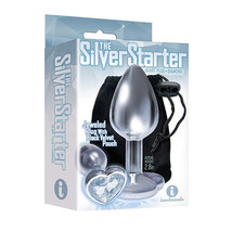 The 9&#39;s, The Silver Starter, Bejeweled Heart Stainless Steel Plug, Diamond - $20.95