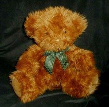 14&quot; Harrods Knightsbridge Brown Teddy Bear Green Bow Stuffed Animal Plush Toy - £36.35 GBP