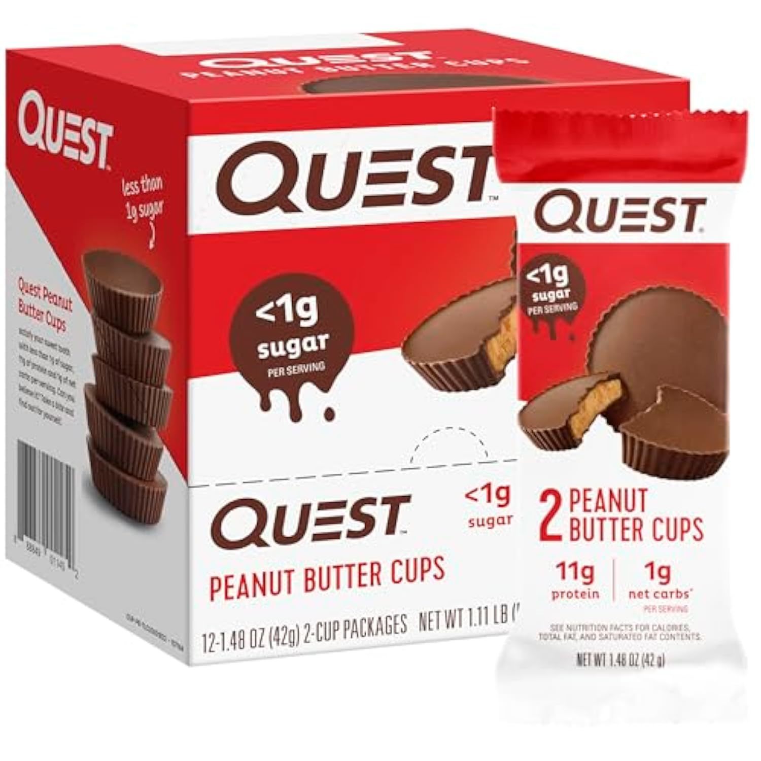 Quest Nutrition Peanut Butter Cups, 11g Protein, 1g Sugar, Low Carb, Gluten Free