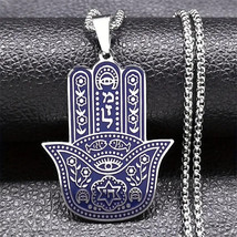 Jewish Hebrew Evil Eye Chai Mazal Hamsa w/Star Of David Necklace Pendant... - £10.87 GBP