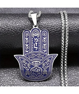 Jewish Hebrew Evil Eye Chai Mazal Hamsa w/Star Of David Necklace Pendant... - £10.82 GBP