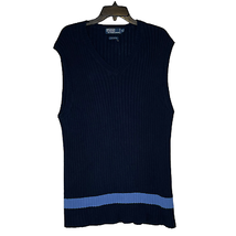 Polo Ralph Lauren Sweater Vest Size XLT Navy Blue Ribbed Knit Cotton V-N... - £19.77 GBP