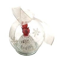 Illuminated Cardinal Hand-Blown 3.5&quot; Glass Ornament White/Multicolor W/G... - $12.95