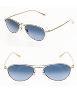 OLIVER PEOPLES 1245 THE ROW AERO LA Slim Titanium Gold Blue Sunglasses O... - £237.49 GBP