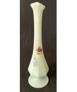 Vintage Fenton White Satin Glass Vase Original Paper Label Signed Kim L ... - £27.51 GBP